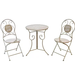 Set giardino Bistrot Tavolo con 2 Sedie in metallo Tortora