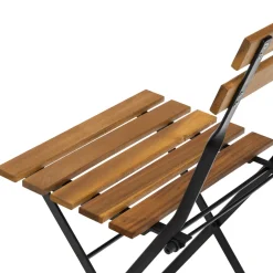 Set giardino Bistrot Tavolo e 2 Sedie Richiudibili in Legno di Acacia e Acciaio
