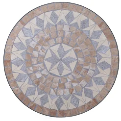 Set giardino Bistrot tavolo rotondo 60 cm e 2 sedie in metallo Nero e Top in ceramica Effetto Mosaico