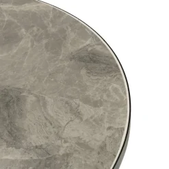 Set giardino Bistrot tavolo rotondo 60 cm e 2 sedie in metallo Nero e Top in ceramica Effetto Marmo Grigio