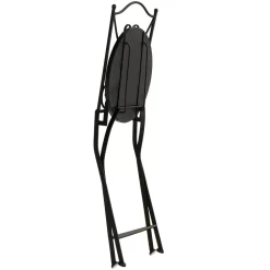 Set giardino Bistrot tavolo rotondo 60 cm e 2 sedie in metallo Nero e Top in ceramica Effetto Marmo Grigio