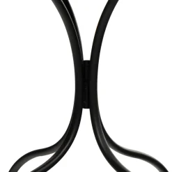 Set giardino Bistrot tavolo rotondo 60 cm e 2 sedie in metallo Nero e Top in ceramica Effetto Marmo Grigio