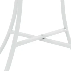 Set giardino Bistrot tavolo rotondo 60 cm e 2 sedie in metallo Bianco e Top in ceramica Effetto Marmo Bianco