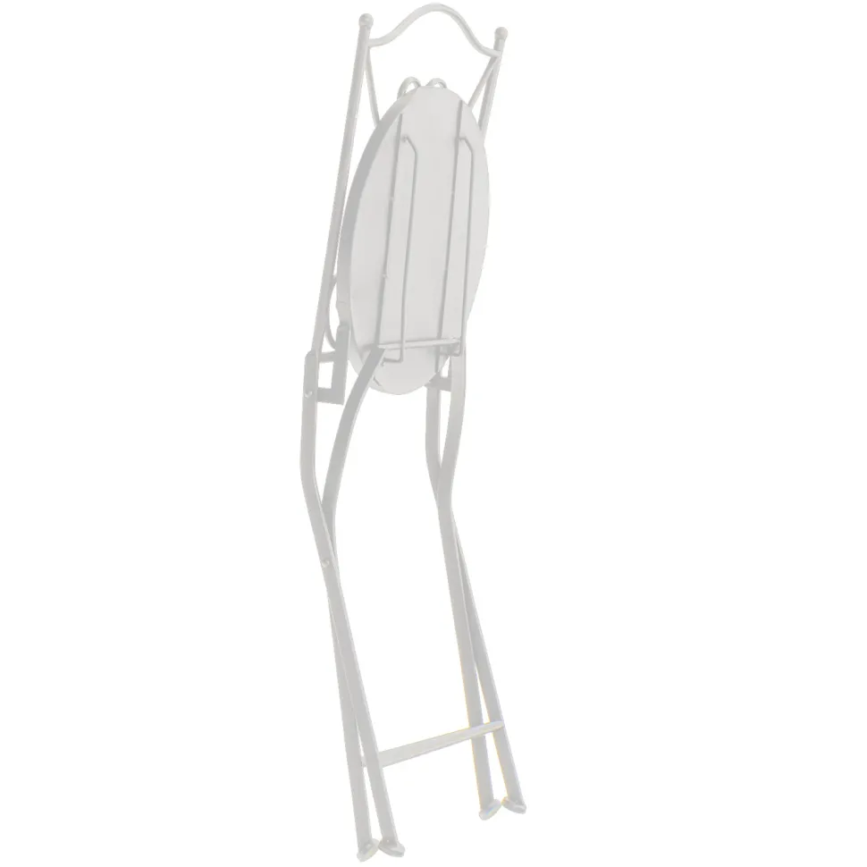 Set giardino Bistrot tavolo rotondo 60 cm e 2 sedie in metallo Bianco e Top in ceramica Effetto Marmo Bianco