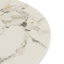 Set giardino Bistrot tavolo rotondo 60 cm e 2 sedie in metallo Bianco e Top in ceramica Effetto Marmo Bianco