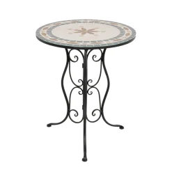 Set giardino Bistrot tavolo rotondo 60 cm e 2 sedie in metallo Nero
