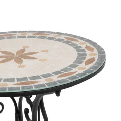 Set giardino Bistrot tavolo rotondo 60 cm e 2 sedie in metallo Nero