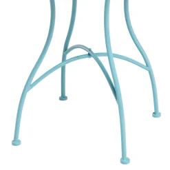 Set giardino Bistrot Tavolo rotondo 60 cm e 2 sedie richiudibili in metallo Celeste con Top in Ceramica Effetto Mosaico