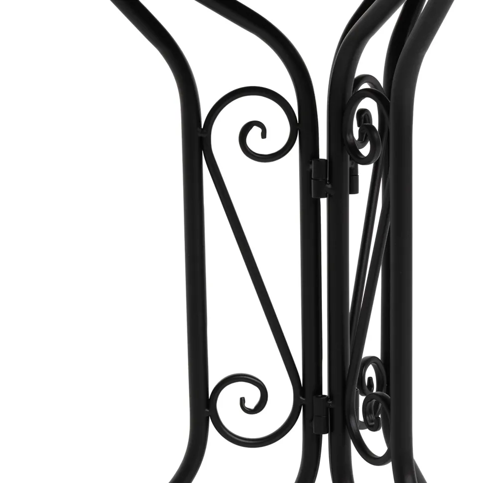 Set giardino Bistrot tavolo rotondo 60 cm e 2 sedie in metallo Nero e Top in ceramica Effetto Mosaico
