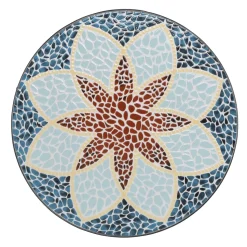 Set giardino Bistrot tavolo rotondo 60 cm e 2 sedie in metallo Nero e Top in ceramica Effetto Mosaico