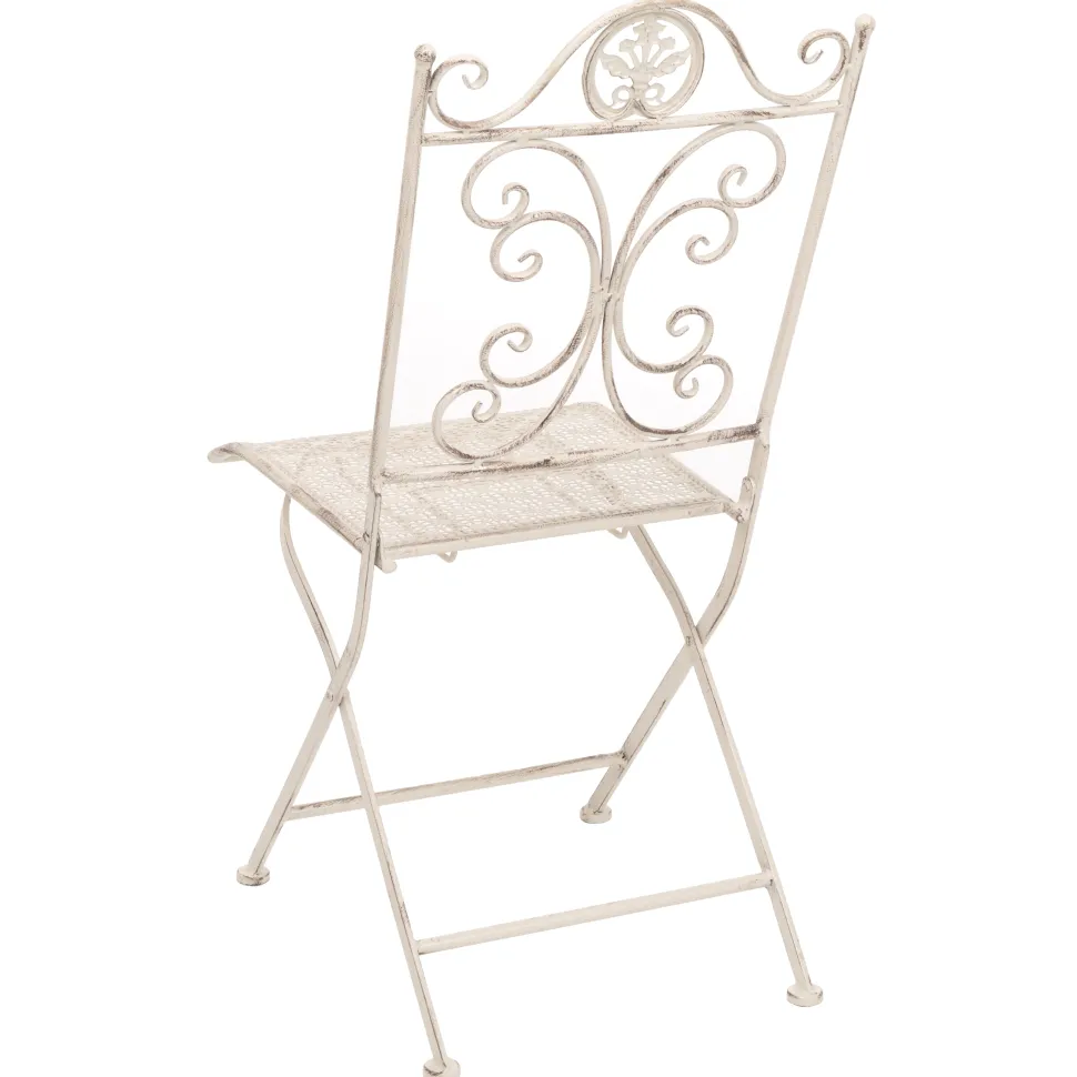 Set giardino Bistrot Tavolo rotondo 70 cm e 2 sedie pieghevoli in metallo Bianco Design Liberty