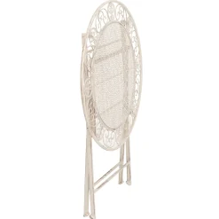Set giardino Bistrot Tavolo rotondo 70 cm e 2 sedie pieghevoli in metallo Bianco Design Liberty