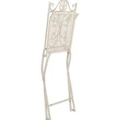 Set giardino Bistrot Tavolo rotondo 70 cm e 2 sedie pieghevoli in metallo Bianco Design Liberty