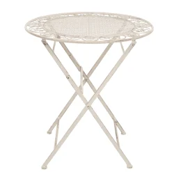 Set giardino Bistrot Tavolo rotondo 70 cm e 2 sedie pieghevoli in metallo Bianco Design Liberty