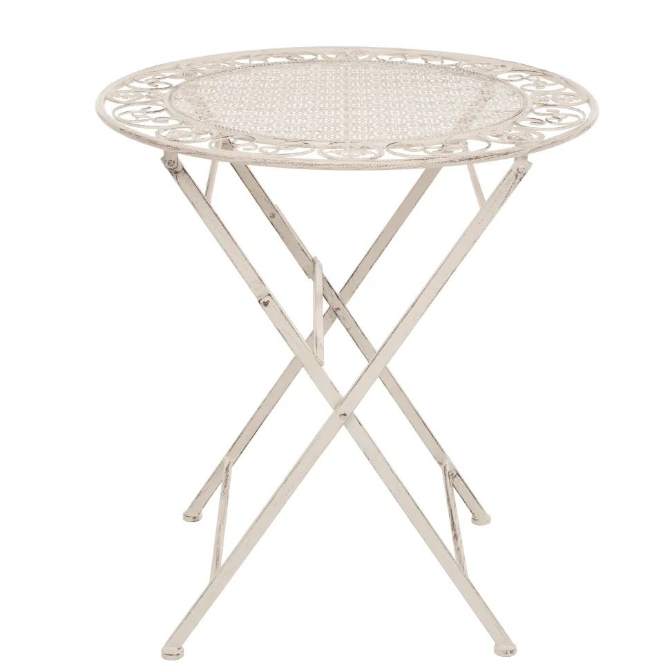 Set giardino Bistrot Tavolo rotondo 70 cm e 2 sedie pieghevoli in metallo Bianco Design Liberty