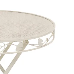 Set giardino Bistrot Tavolo rotondo 70 cm e 2 sedie richiudibili in metallo Crema Design Liberty