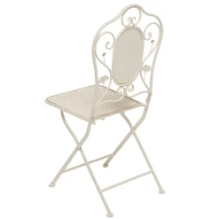 Set giardino Bistrot Tavolo rotondo 70 cm e 2 sedie richiudibili in metallo Crema Design Liberty