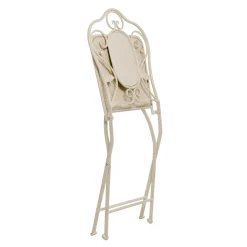 Set giardino Bistrot Tavolo rotondo 70 cm e 2 sedie richiudibili in metallo Crema Design Liberty