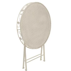 Set giardino Bistrot Tavolo rotondo 70 cm e 2 sedie richiudibili in metallo Crema Design Liberty