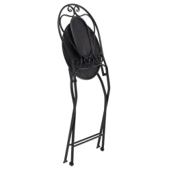 Set giardino Bistrot Tavolo rotondo 70 cm e 2 sedie richiudibili in metallo Nero Design Liberty