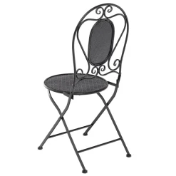 Set giardino Bistrot Tavolo rotondo 70 cm e 2 sedie richiudibili in metallo Nero Design Liberty