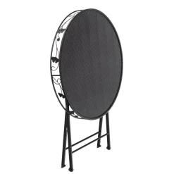 Set giardino Bistrot Tavolo rotondo 70 cm e 2 sedie richiudibili in metallo Nero Design Liberty