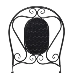 Set giardino Bistrot Tavolo rotondo 70 cm e 2 sedie richiudibili in metallo Nero Design Liberty