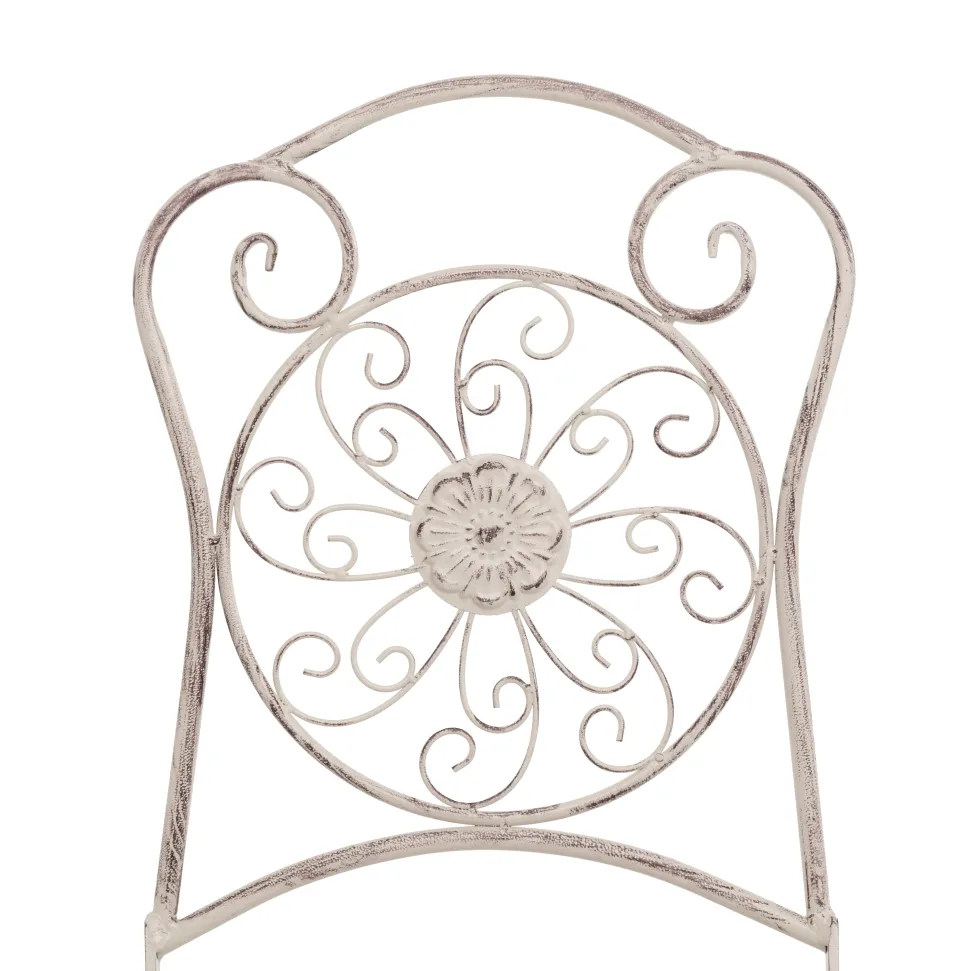 Set giardino Bistrot Tavolo rotondo 60 cm e 2 sedie richiudibili in metallo Bianco Decapato