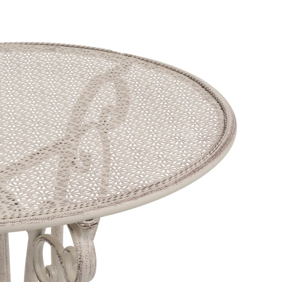 Set giardino Bistrot Tavolo rotondo 60 cm e 2 sedie richiudibili in metallo Bianco Decapato
