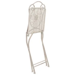 Set giardino Bistrot Tavolo rotondo 60 cm e 2 sedie richiudibili in metallo Bianco Decapato