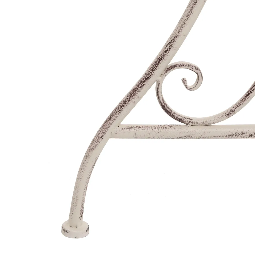 Set giardino Bistrot Tavolo rotondo 60 cm e 2 sedie richiudibili in metallo Bianco Decapato