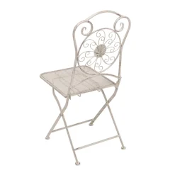 Set giardino Bistrot Tavolo rotondo 60 cm e 2 sedie richiudibili in metallo Bianco Decapato