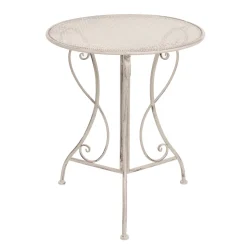 Set giardino Bistrot Tavolo rotondo 60 cm e 2 sedie richiudibili in metallo Bianco Decapato
