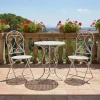 Set giardino Bistrot Tavolo rotondo 60 cm e 2 sedie richiudibili in metallo Bianco Design Liberty