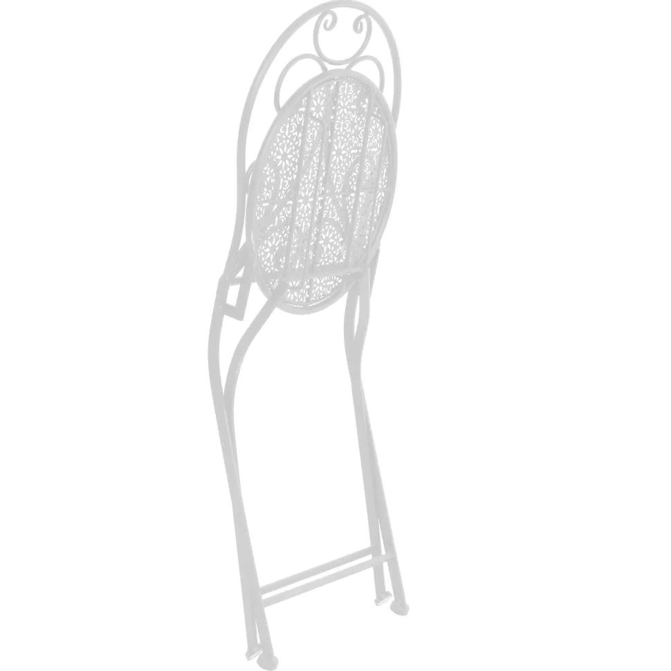 Set giardino Bistrot Tavolo rotondo 60 cm e 2 sedie richiudibili in metallo Bianco Design Liberty