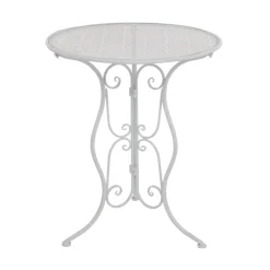 Set giardino Bistrot Tavolo rotondo 60 cm e 2 sedie richiudibili in metallo Bianco Design Liberty