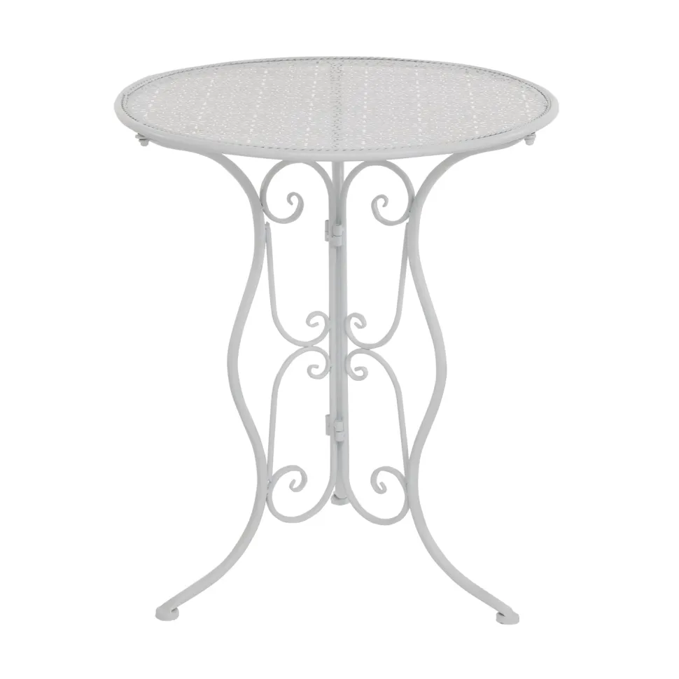Set giardino Bistrot Tavolo rotondo 60 cm e 2 sedie richiudibili in metallo Bianco Design Liberty