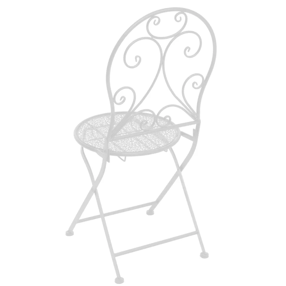 Set giardino Bistrot Tavolo rotondo 60 cm e 2 sedie richiudibili in metallo Bianco Design Liberty