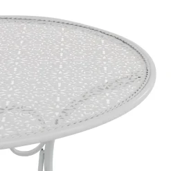 Set giardino Bistrot Tavolo rotondo 60 cm e 2 sedie richiudibili in metallo Bianco Design Liberty