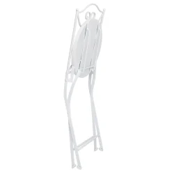 Set giardino Bistrot tavolo rotondo 60 cm e 2 sedie in metallo Bianco e Top in ceramica decorata con motivi floreali