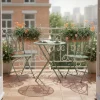 Set giardino Bistrot Tavolo rotondo 60 cm e 2 sedie pieghevoli in metallo Verde Design Liberty