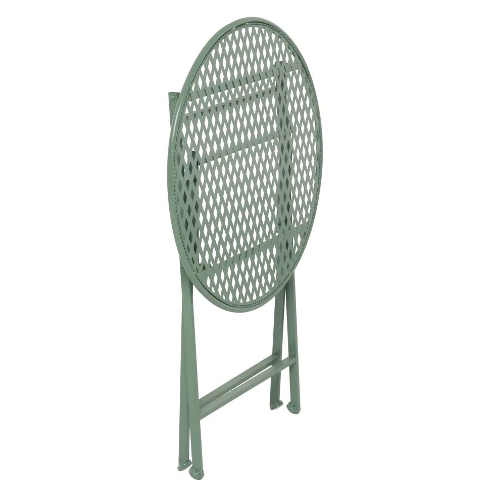 Set giardino Bistrot Tavolo rotondo 60 cm e 2 sedie pieghevoli in metallo Verde Design Liberty