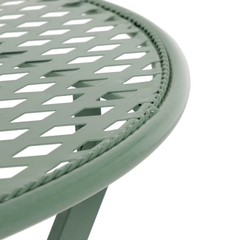 Set giardino Bistrot Tavolo rotondo 60 cm e 2 sedie pieghevoli in metallo Verde Design Liberty