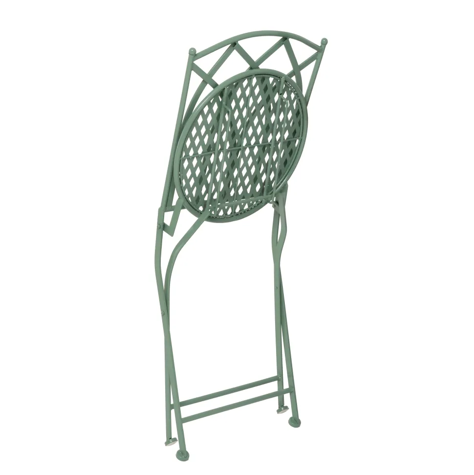 Set giardino Bistrot Tavolo rotondo 60 cm e 2 sedie pieghevoli in metallo Verde Design Liberty
