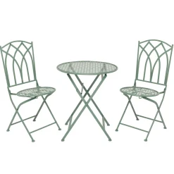 Set giardino Bistrot Tavolo rotondo 60 cm e 2 sedie pieghevoli in metallo Verde Design Liberty