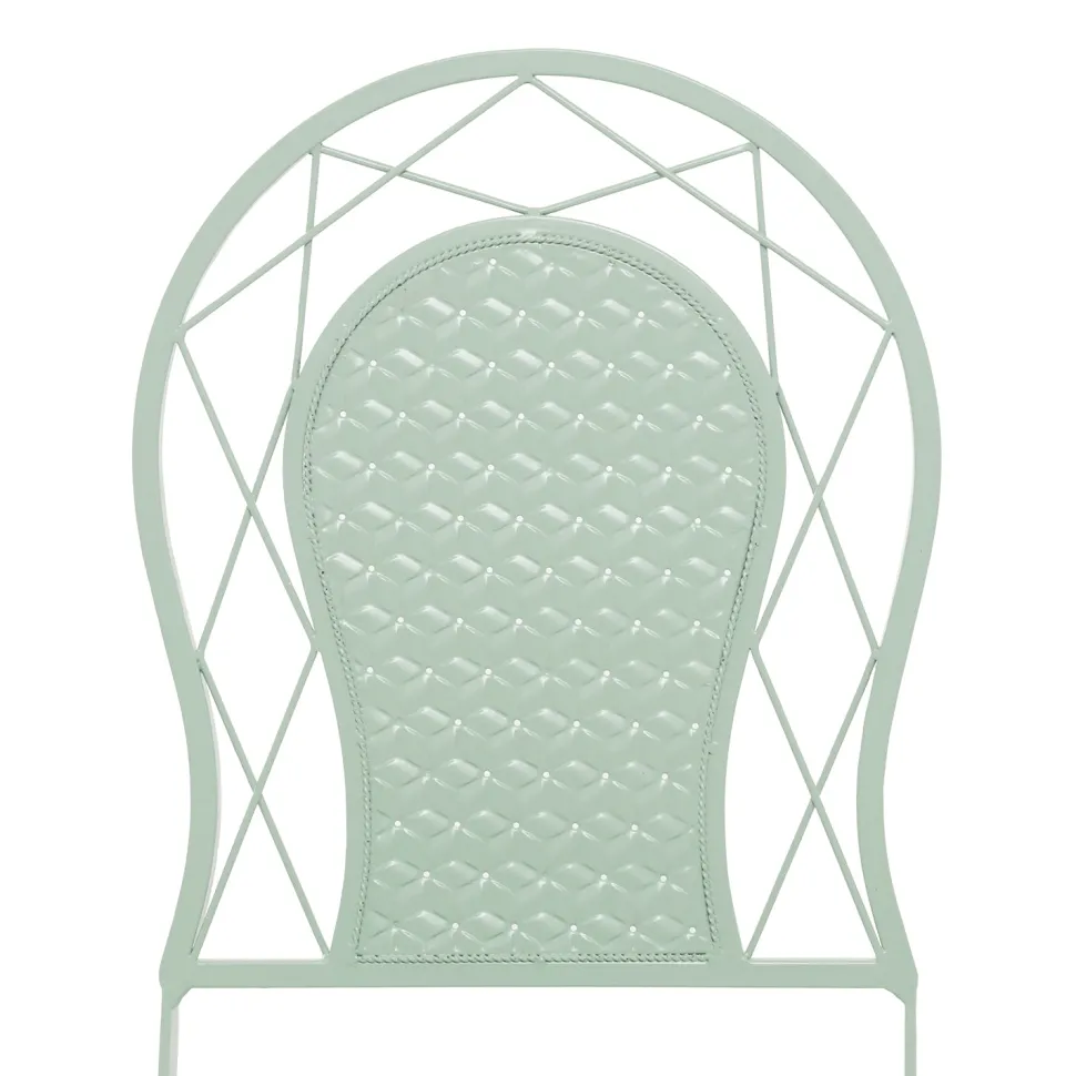 Set giardino Bistrot Tavolo rotondo 70 cm e 2 sedie richiudibili in metallo Verde