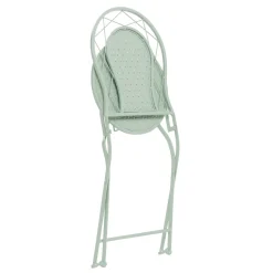 Set giardino Bistrot Tavolo rotondo 70 cm e 2 sedie richiudibili in metallo Verde