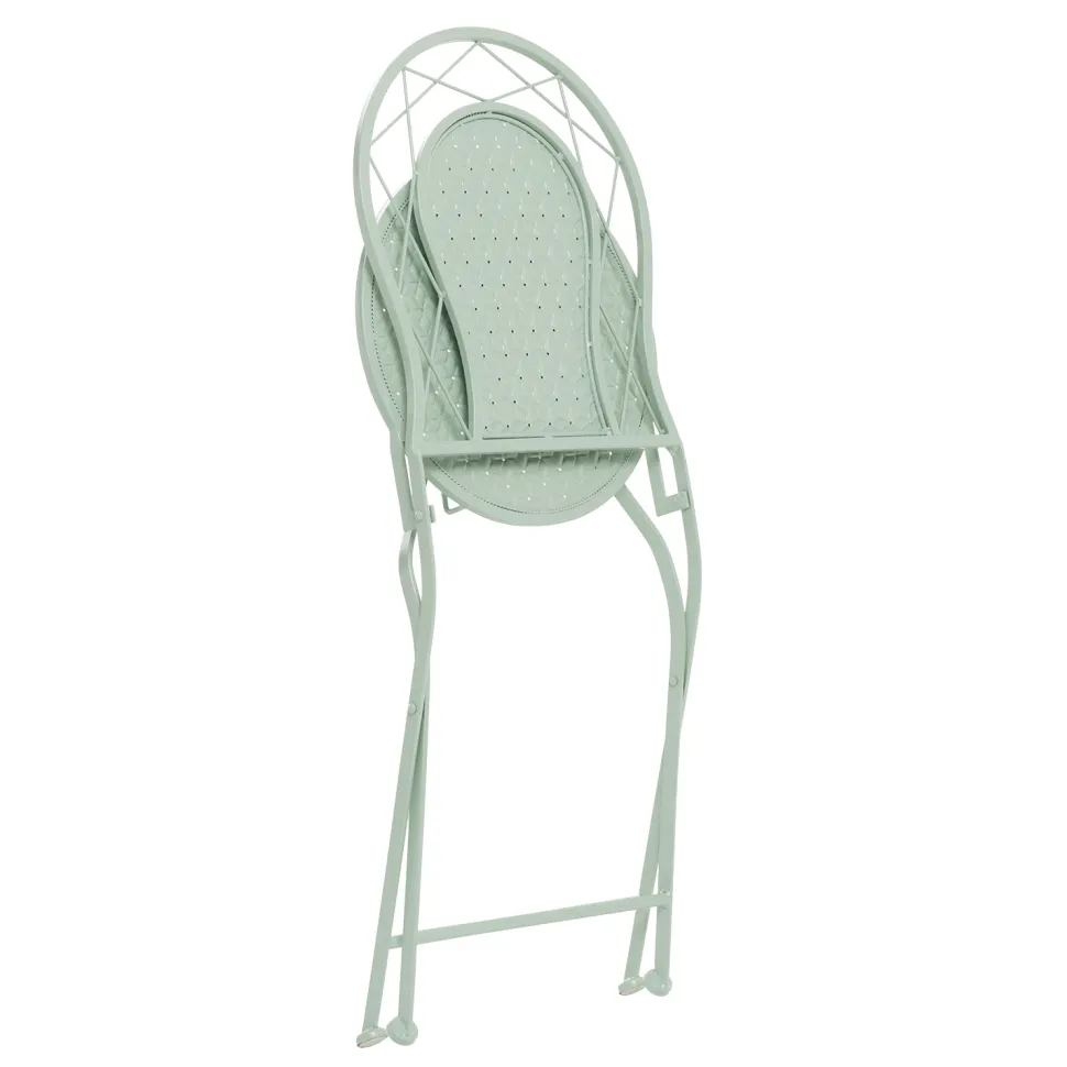 Set giardino Bistrot Tavolo rotondo 70 cm e 2 sedie richiudibili in metallo Verde