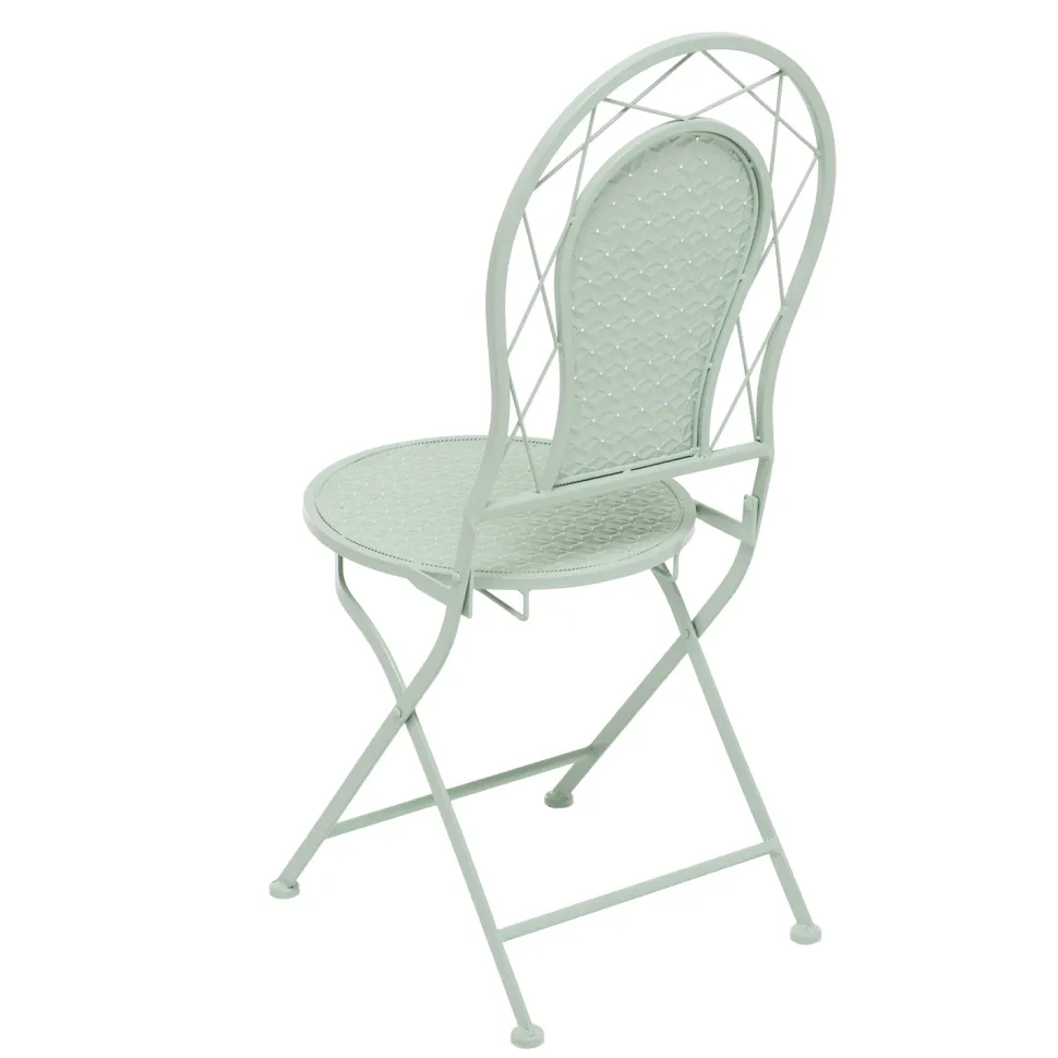 Set giardino Bistrot Tavolo rotondo 70 cm e 2 sedie richiudibili in metallo Verde