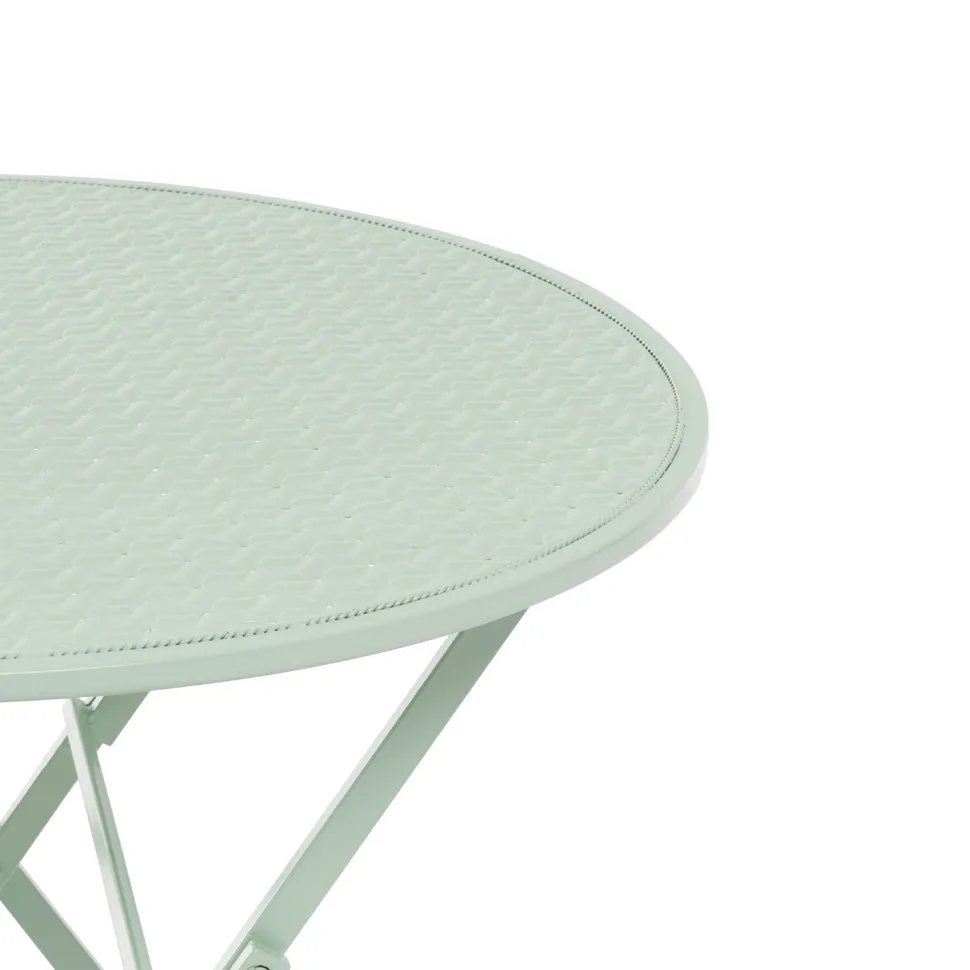 Set giardino Bistrot Tavolo rotondo 70 cm e 2 sedie richiudibili in metallo Verde